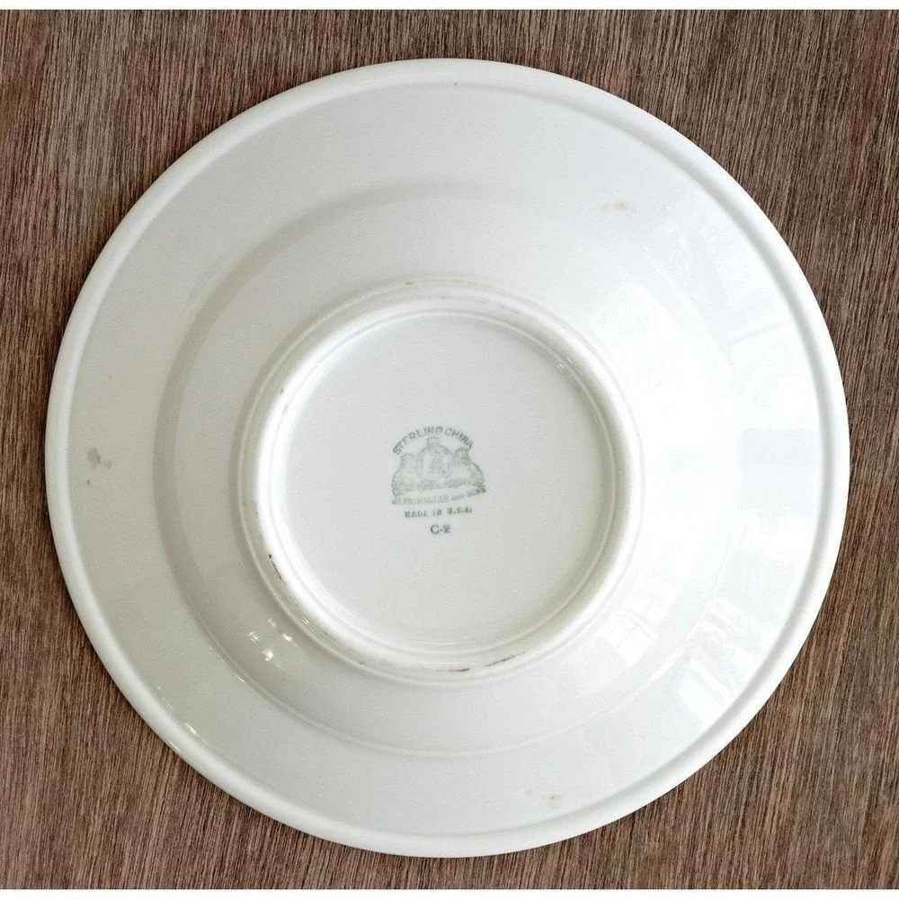 Vintage Sterling China Restaurant Bowl 1960s Airbrush Green Floral